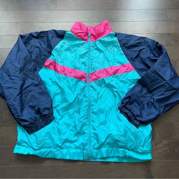 Jackets & Blazers - Vintage 90s Blue & Pink Windbreaker  Women’s Size XL